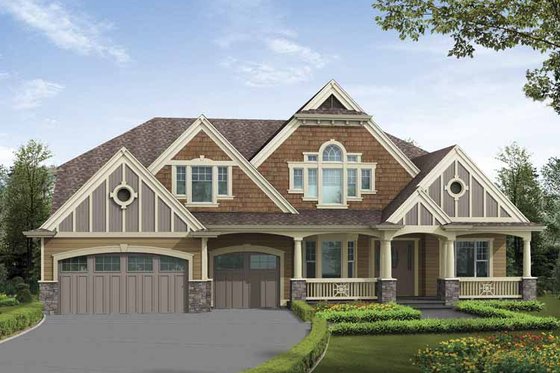 Exterior - Front Elevation 3 for Craftsman House Plan #132-502 - 5 bed, 4 bath