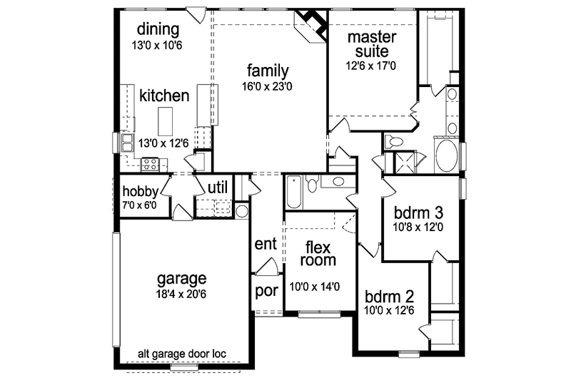 Dream House Plan - Floor Plan - Main Floor for Traditional House Plan #84-754 - 3 bed, 2 bath