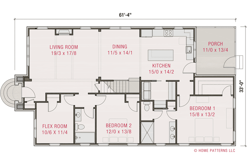 Architectural House Design - Floor Plan - Main Floor for Tudor House Plan #461-83 - 4 bed, 3 bath