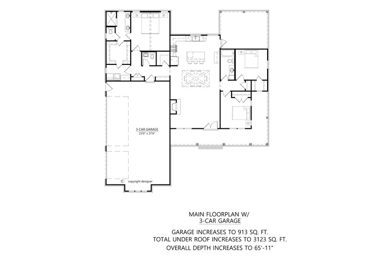 Architectural House Design - Floor Plan - Lower Floor for Farmhouse House Plan #1074-115 - 3 bed, 2.5 bath