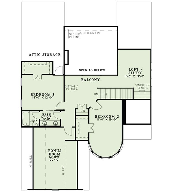 Architectural House Design - European Floor Plan - Upper Floor Plan #17-2547