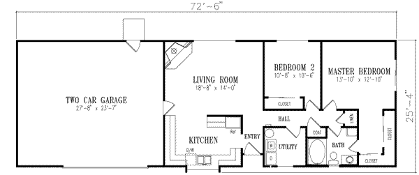 House Blueprint - Ranch Floor Plan - Main Floor Plan #1-156