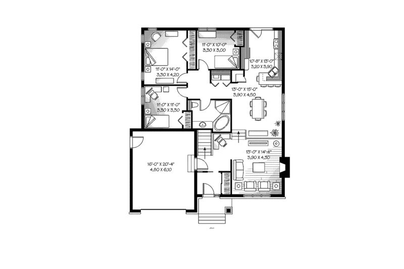 Craftsman Style House Plan - 3 Beds 1 Baths 1390 Sq/Ft Plan #23-2437 ...