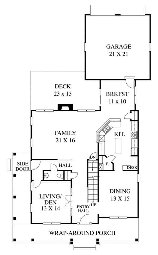 Architectural House Design - Traditional Floor Plan - Main Floor Plan #1053-53