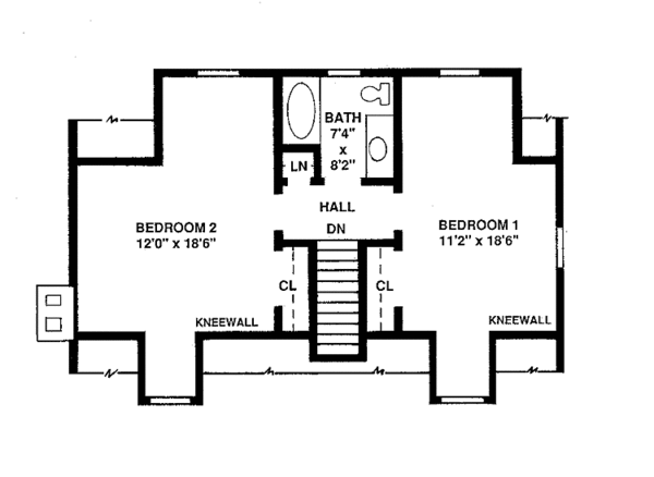 Architectural House Design - Colonial Floor Plan - Upper Floor Plan #1003-2