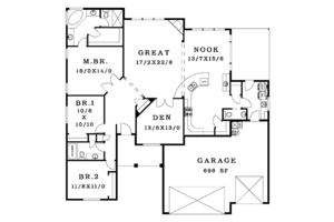Floor Plan - Main Floor for Craftsman House Plan #943-17 - 3 bed, 2.5 bath