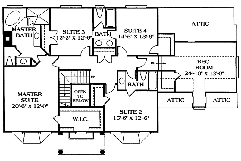 Home Plan - Floor Plan - Upper Floor for Classical House Plan #453-218 - 4 bed, 3.5 bath