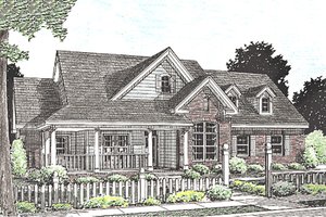 Country Exterior - Front Elevation Plan #20-2037