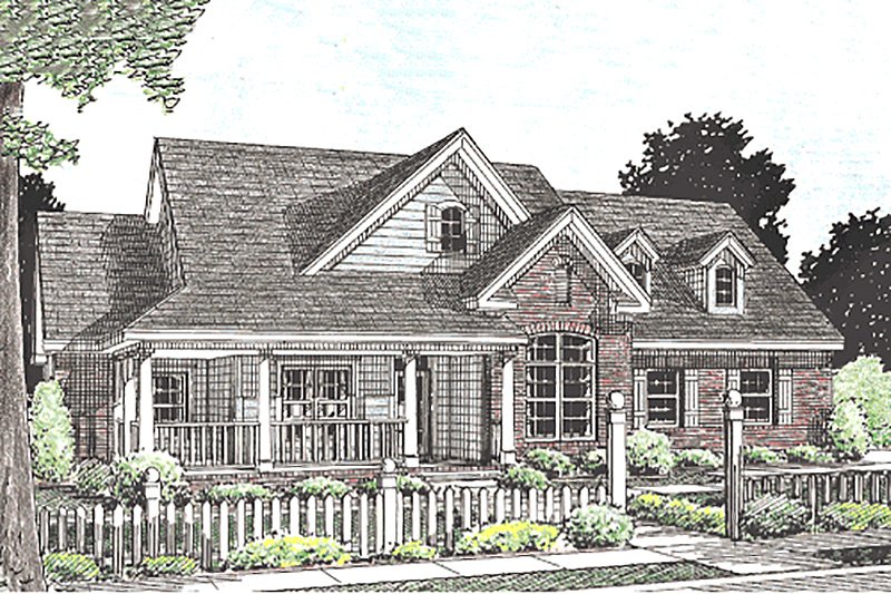 Architectural House Design - Country Exterior - Front Elevation Plan #20-2037