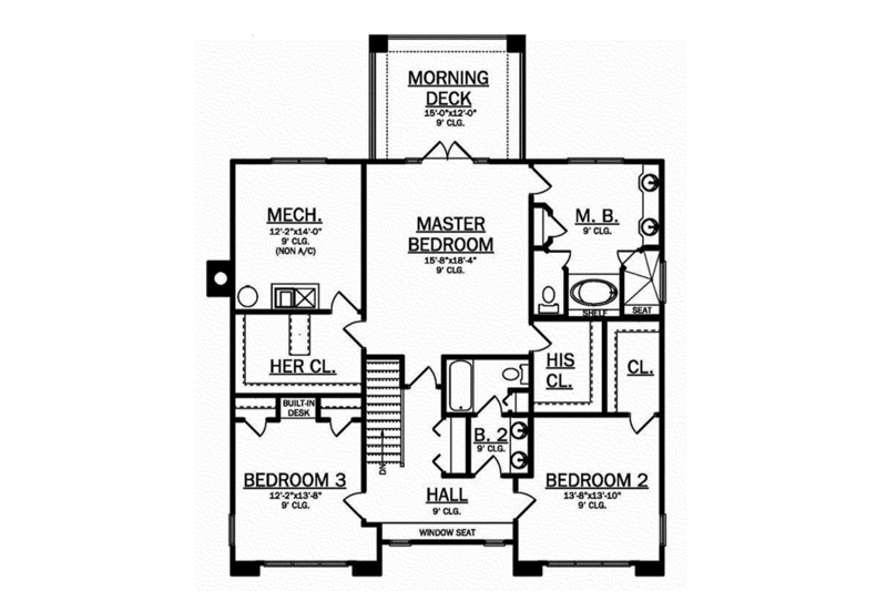 Architectural House Design - Floor Plan - Upper Floor for Craftsman House Plan #1058-79 - 3 bed, 3 bath