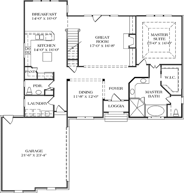 Architectural House Design - Traditional Floor Plan - Main Floor Plan #453-111