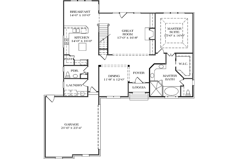 Dream House Plan - Floor Plan - Main Floor 1 for Traditional House Plan #453-111 - 3 bed, 2.5 bath