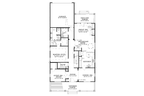 Floor Plan - Main Floor for Colonial House Plan #17-2873 - 3 bed, 3 bath