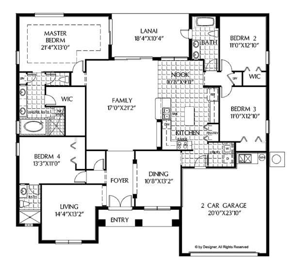 Architectural House Design - Mediterranean Floor Plan - Main Floor Plan #999-122