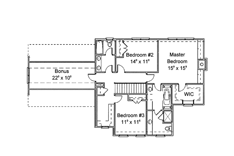 Home Plan - Floor Plan - Upper Floor for Colonial House Plan #429-253 - 3 bed, 3 bath