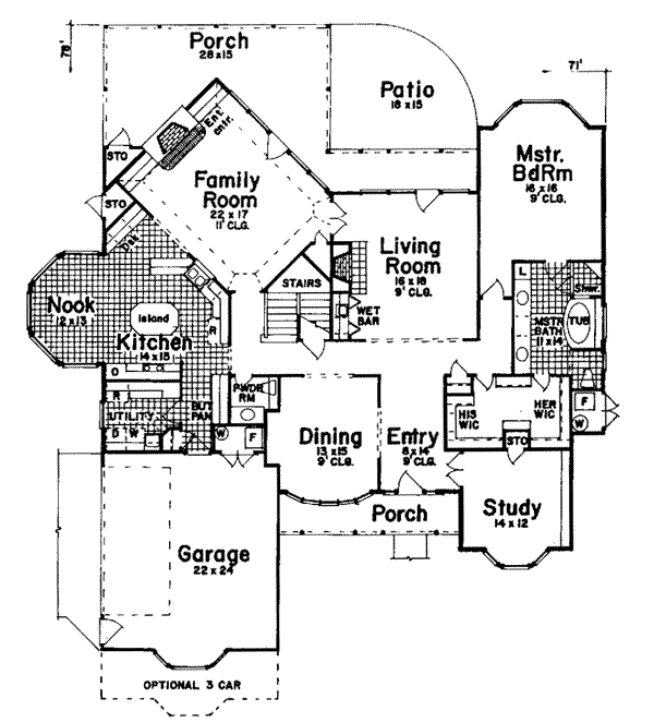 Architectural House Design - Traditional Floor Plan - Main Floor Plan #52-126