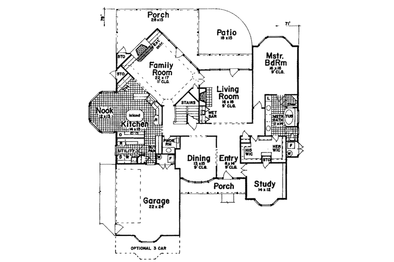 Dream House Plan - Floor Plan - Main Floor for Traditional House Plan #52-126 - 4 bed, 3.5 bath