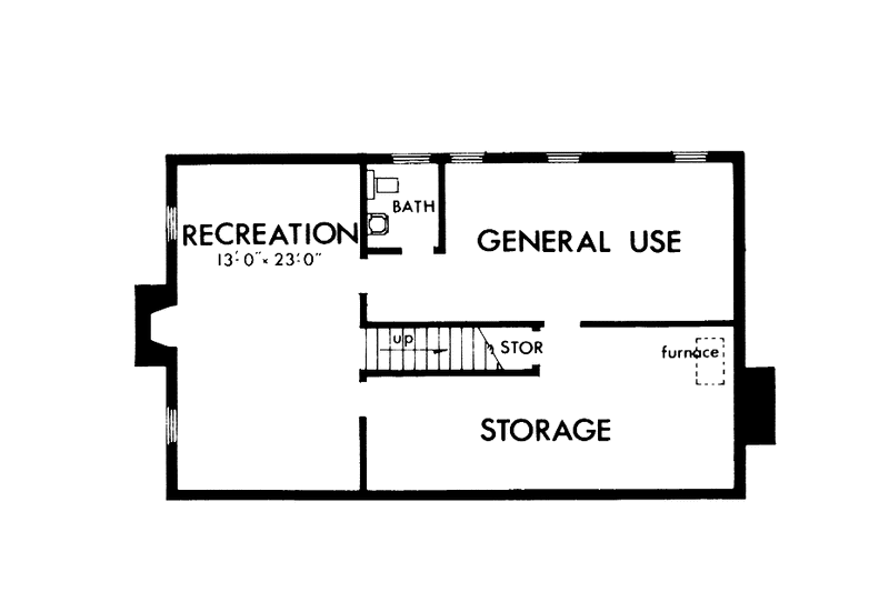 House Blueprint - Floor Plan - Lower Floor for Country House Plan #320-1032 - 4 bed, 2.5 bath