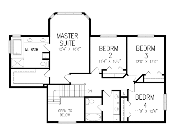 Architectural House Design - Traditional Floor Plan - Upper Floor Plan #320-1459