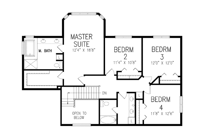 Architectural House Design - Floor Plan - Upper Floor for Traditional House Plan #320-1459 - 4 bed, 2.5 bath