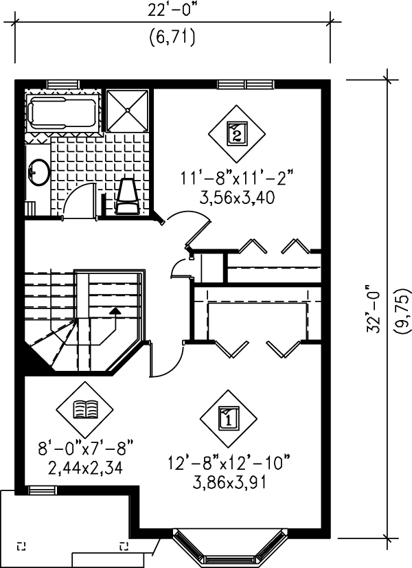 Traditional Floor Plan - Upper Floor Plan #25-288