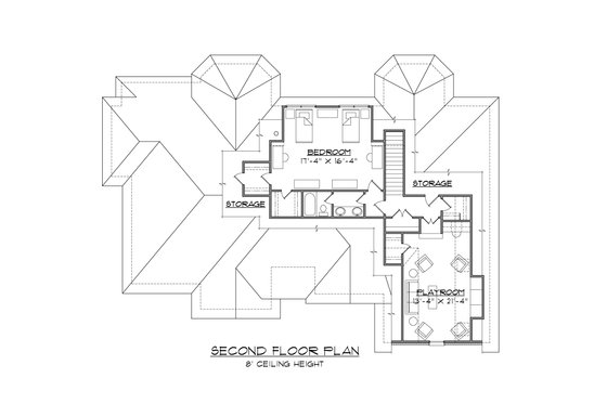Floor Plan - Upper Floor for European House Plan #1054-54 - 4 bed, 3.5 bath