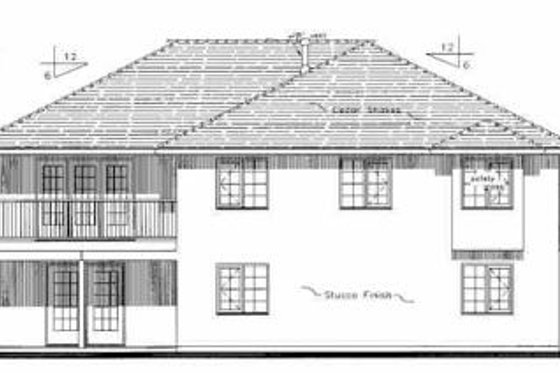 Exterior - Rear Elevation for Mediterranean House Plan #18-251 - 4 bed, 2 bath