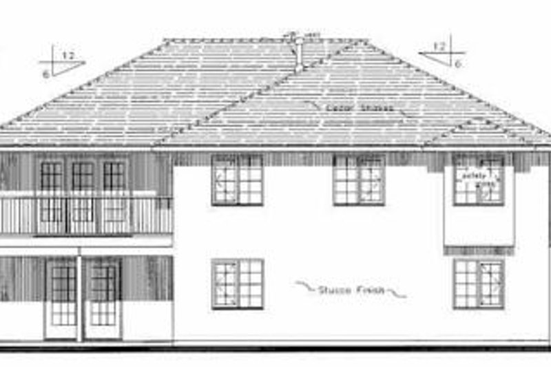 Home Plan - Exterior - Rear Elevation for Mediterranean House Plan #18-251 - 4 bed, 2 bath