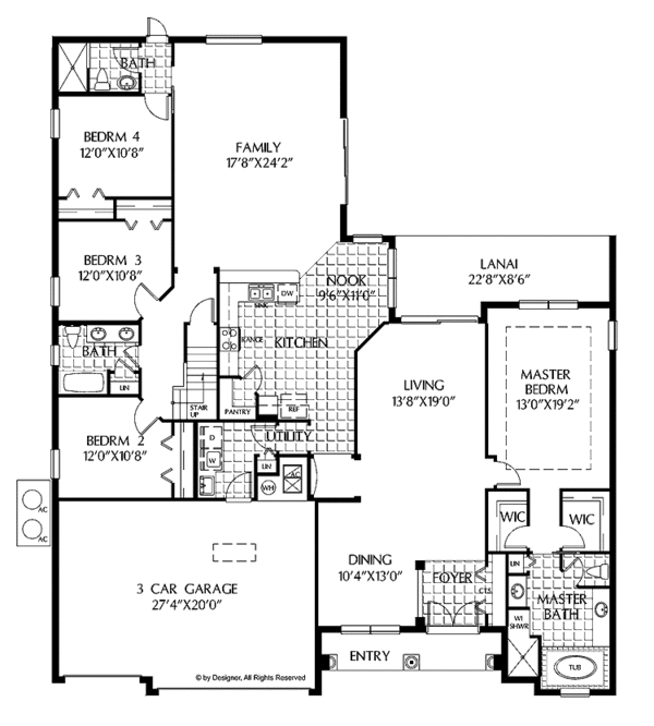 Home Plan - Mediterranean Floor Plan - Main Floor Plan #999-124