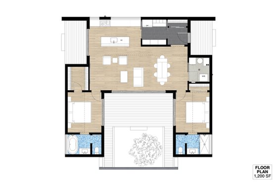 Floor Plan - Main Floor 1 for Modern House Plan #933-20 - 2 bed, 2 bath