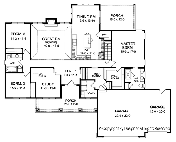 Architectural House Design - Ranch Floor Plan - Main Floor Plan #1010-193