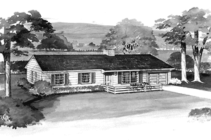 House Design - Exterior - Front Elevation for Ranch House Plan #72-495 - 2 bed, 2 bath
