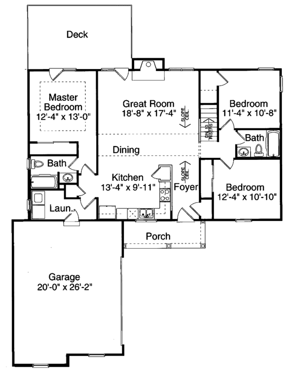 Architectural House Design - Bungalow Floor Plan - Main Floor Plan #46-662