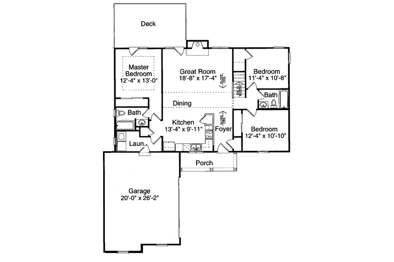 Dream House Plan - Floor Plan - Main Floor for Bungalow House Plan #46-662 - 3 bed, 2 bath