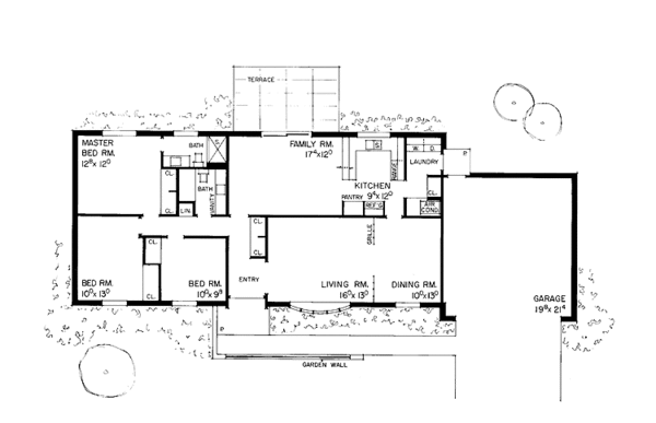 Architectural House Design - Ranch Floor Plan - Main Floor Plan #72-521