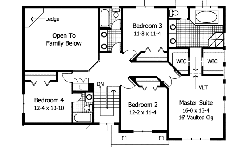 Dream House Plan - Floor Plan - Upper Floor for Traditional House Plan #51-947 - 4 bed, 3.5 bath