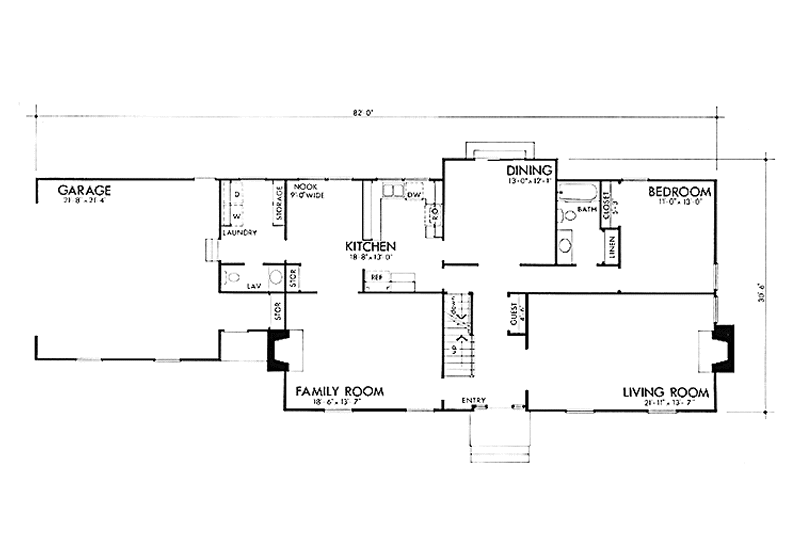 Dream House Plan - Floor Plan - Main Floor for Colonial House Plan #320-1365 - 5 bed, 3.5 bath