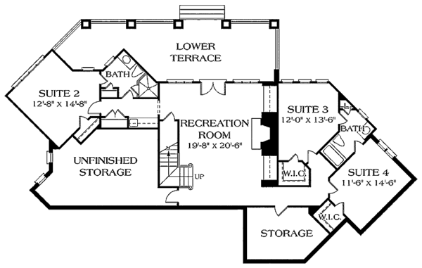 House Blueprint - Country Floor Plan - Lower Floor Plan #453-236