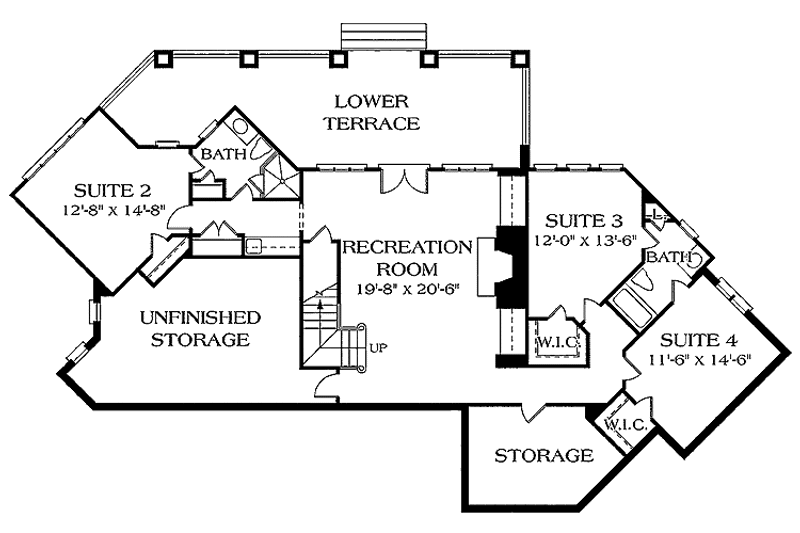 Dream House Plan - Floor Plan - Lower Floor for Country House Plan #453-236 - 5 bed, 4.5 bath