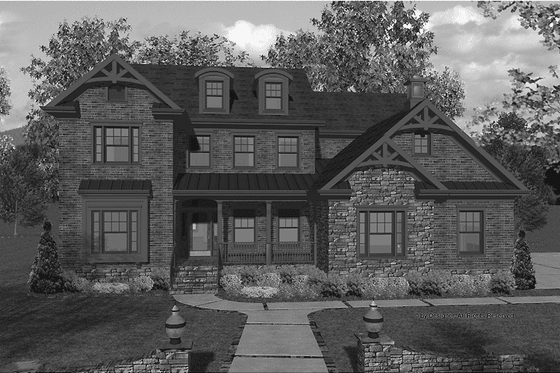 Exterior - Front Elevation 3 for Traditional House Plan #56-678 - 4 bed, 4 bath