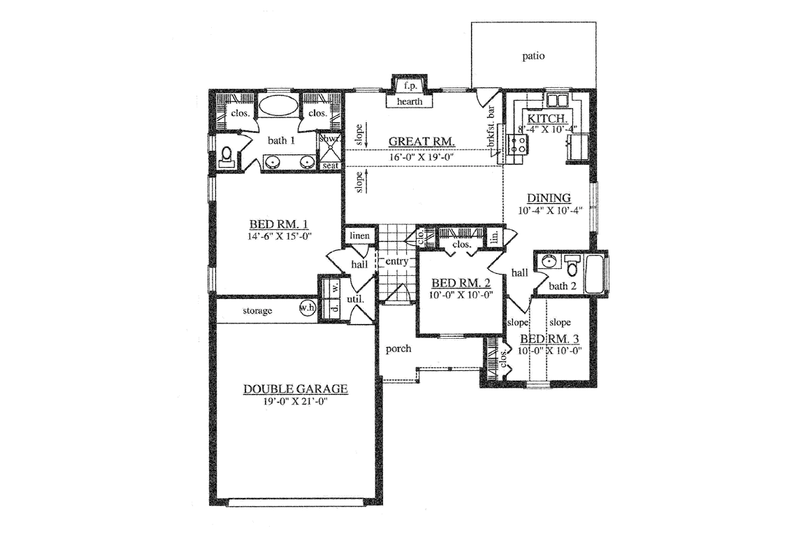 Dream House Plan - Floor Plan - Main Floor for Country House Plan #42-720 - 3 bed, 2 bath