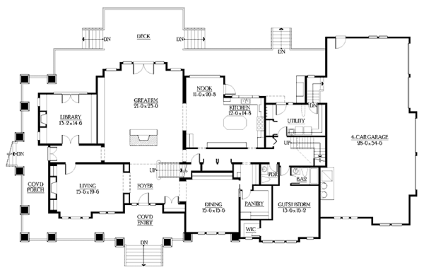 Architectural House Design - Craftsman Floor Plan - Main Floor Plan #132-252