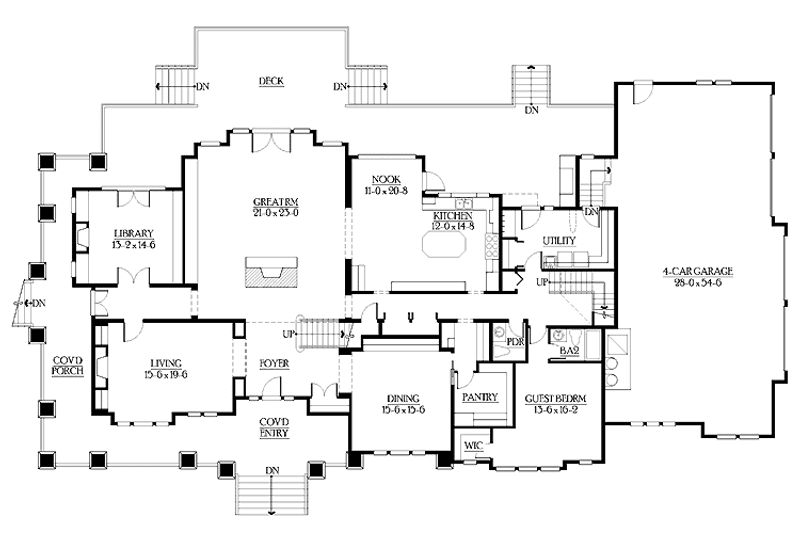 Dream House Plan - Floor Plan - Main Floor for Craftsman House Plan #132-252 - 4 bed, 4 bath