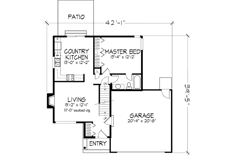 Home Plan - Floor Plan - Main Floor for Traditional House Plan #320-583 - 3 bed, 2 bath