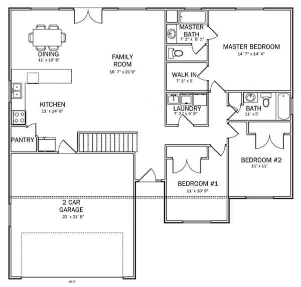 House Blueprint - Ranch Floor Plan - Main Floor Plan #1060-14