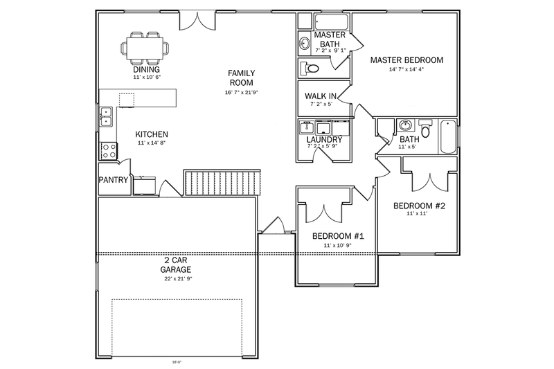 Dream House Plan - Floor Plan - Main Floor for Ranch House Plan #1060-14 - 3 bed, 2 bath