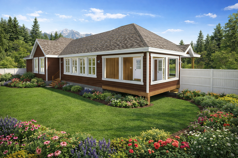 Dream House Plan - Exterior - Rear Elevation 2 for Ranch House Plan #1060-464 - 1 bed, 1.5 bath