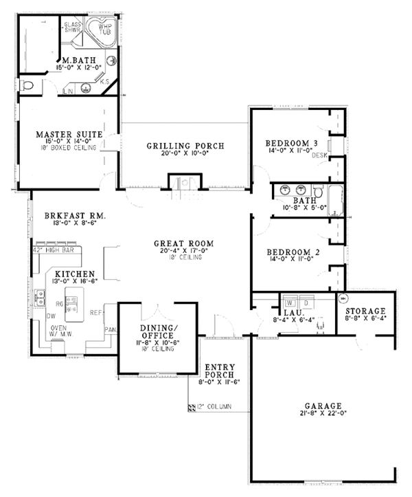 Dream House Plan - Ranch Floor Plan - Main Floor Plan #17-2837