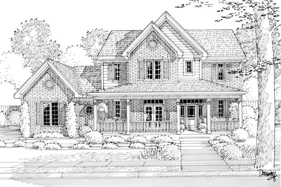 Exterior - Front Elevation 3 for Traditional House Plan #46-800 - 4 bed, 2.5 bath