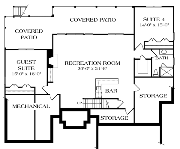 Architectural House Design - Traditional Floor Plan - Lower Floor Plan #453-436
